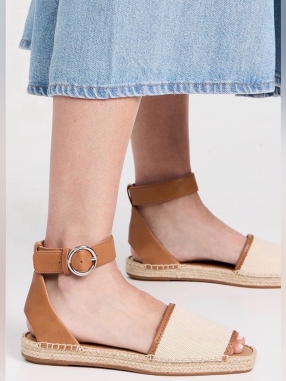 New rag & bone Natural Anteros Peep Toe  Ankle-Strap Espadrille Size 37.5/7.5